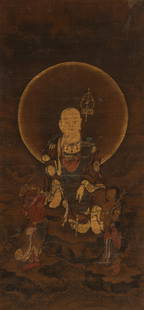 Japanese Buddhist Scroll Painting of a Monk: colors on silk Image: 34 1/4 x 16 in. (87 x 40.6 cm.), Overall: 64 1/2 x 21 5/8 in. (163.8 x 54.9 cm.)
