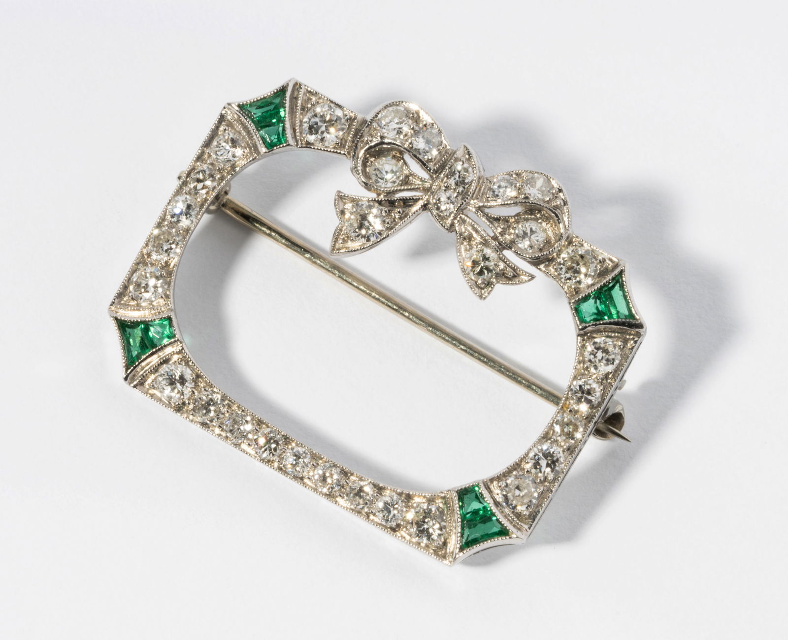 Belle Epoque Platinum Diamond And Glass Frame Brooch (1 of 4)