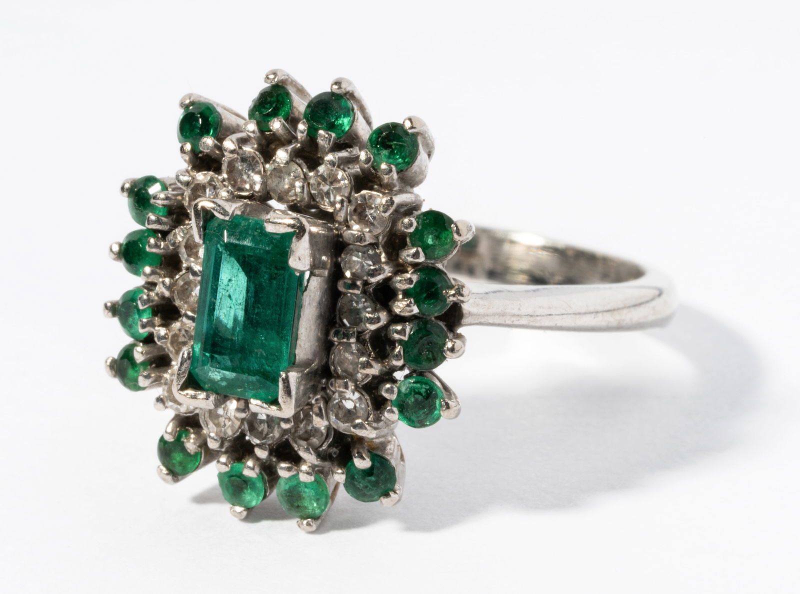 18 Karat White Gold Emerald and Diamond Ring (1 of 6)