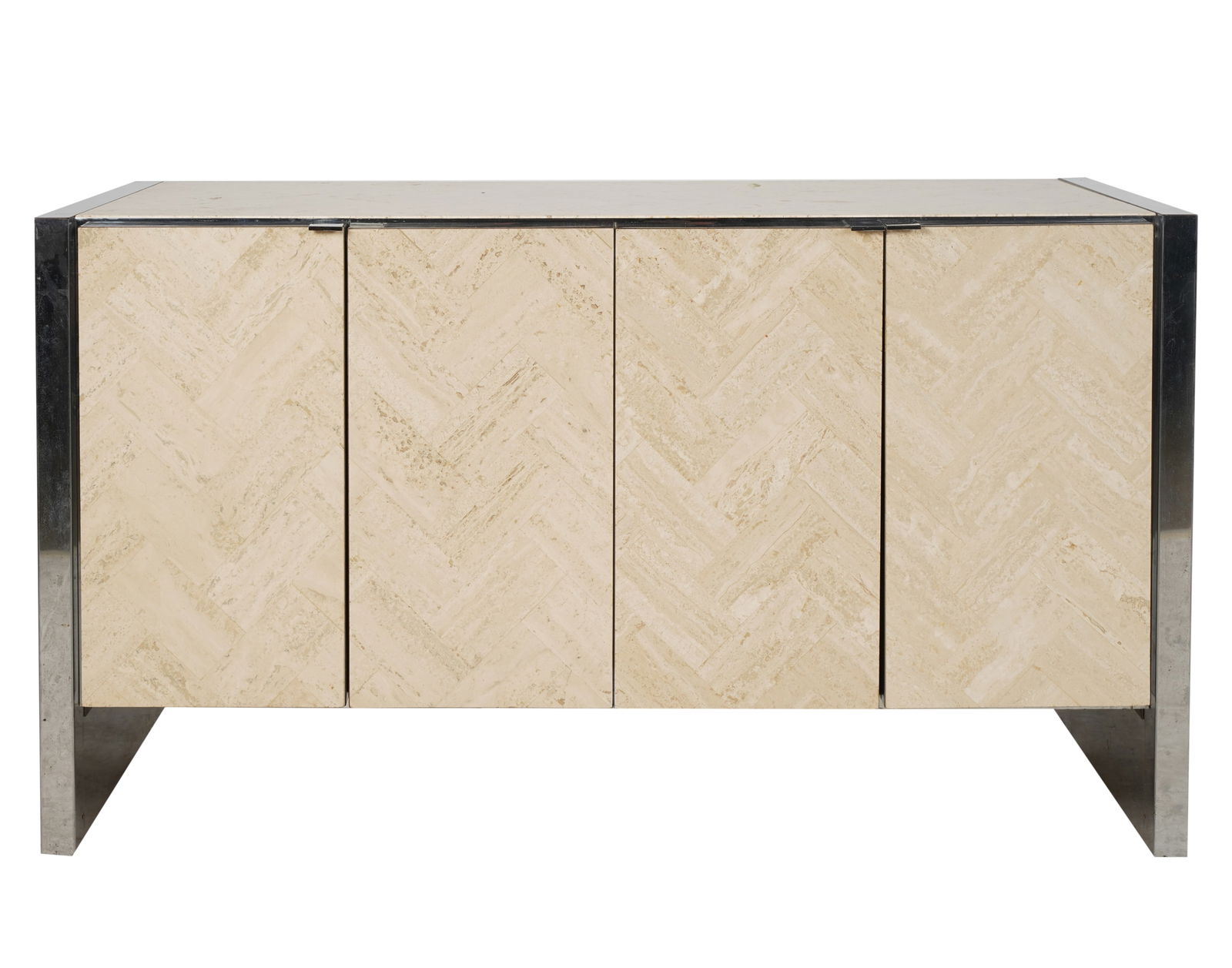 Ello Travertine and Chrome Credenza (1 of 9)