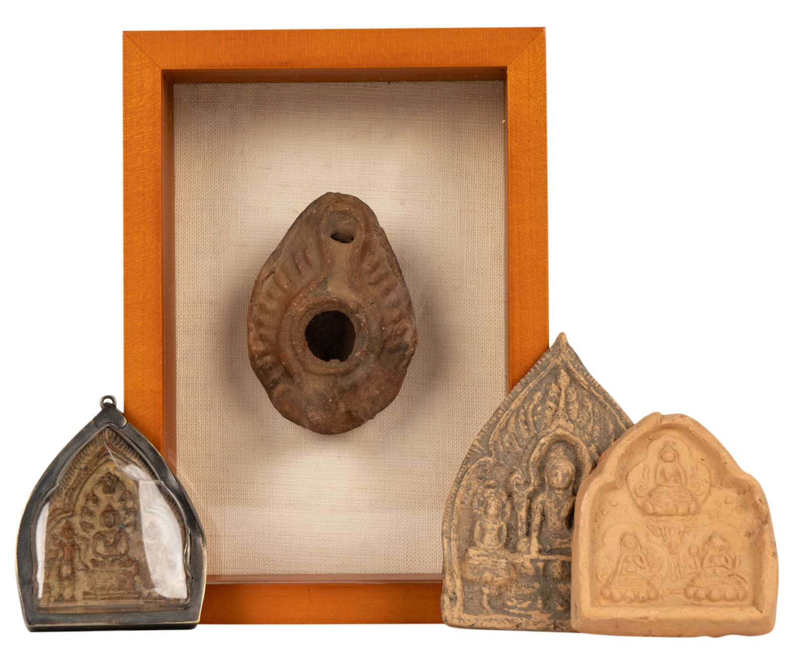 Three Thai Clay Tablets and One Primitive Oil Lamp (1 of 14)