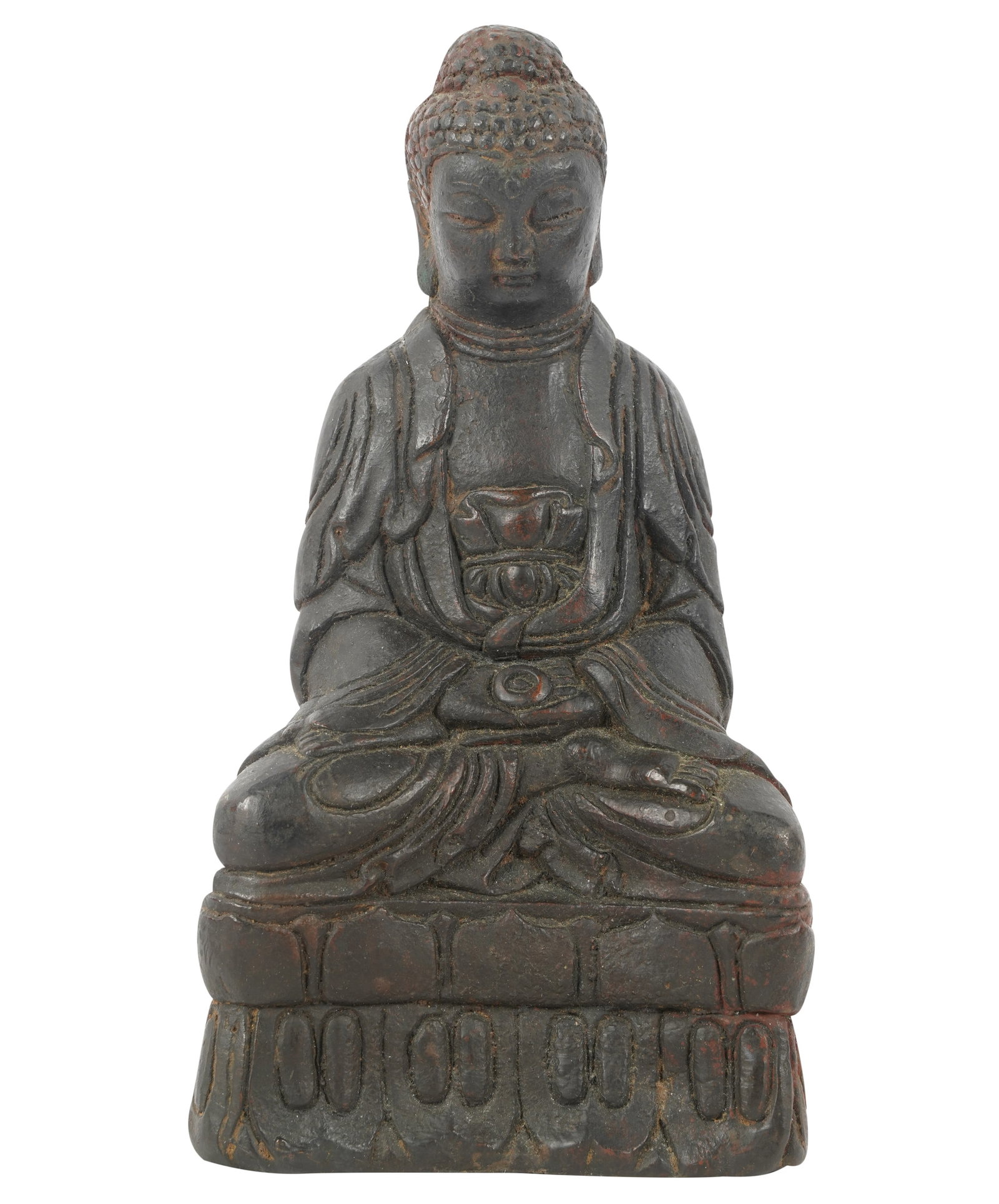 Seated Buddha Figure: iron; unsigned 11 1/4 x 6 3/8 x 4 1/2 in. (28.6 x 16.2 x 11.4 cm.) Provenance: Property from the Estate of Professor Harry Stone, Brentwood, California. Recipient of a Guggenheim Fellowship in the 196