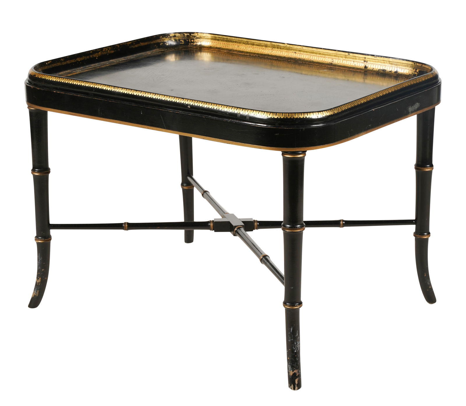 Black Lacquered and Gilt Tray Top Coffee Table (1 of 7)