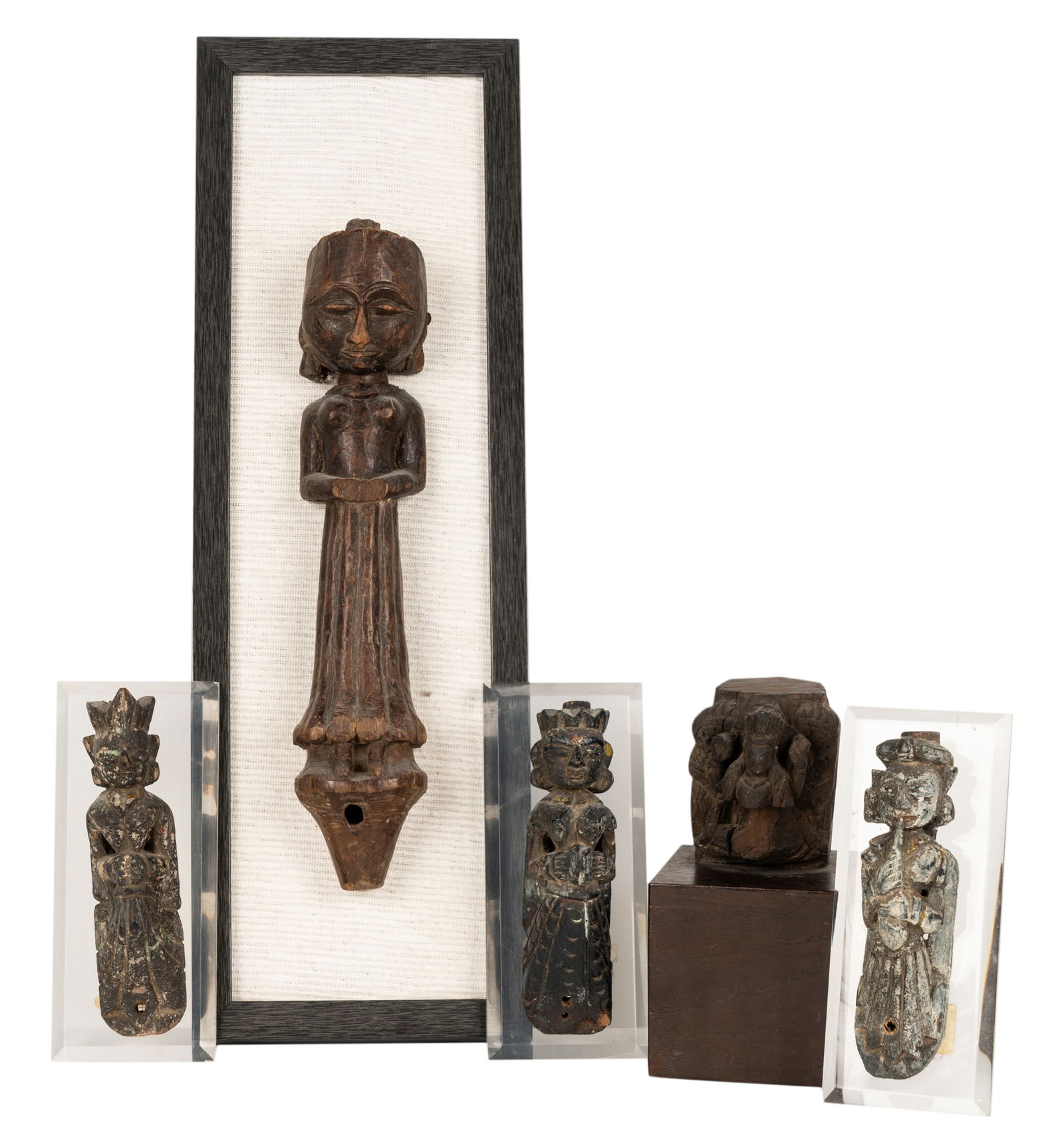 Group of Five Indian Figural Wood Carvings (1 of 20)