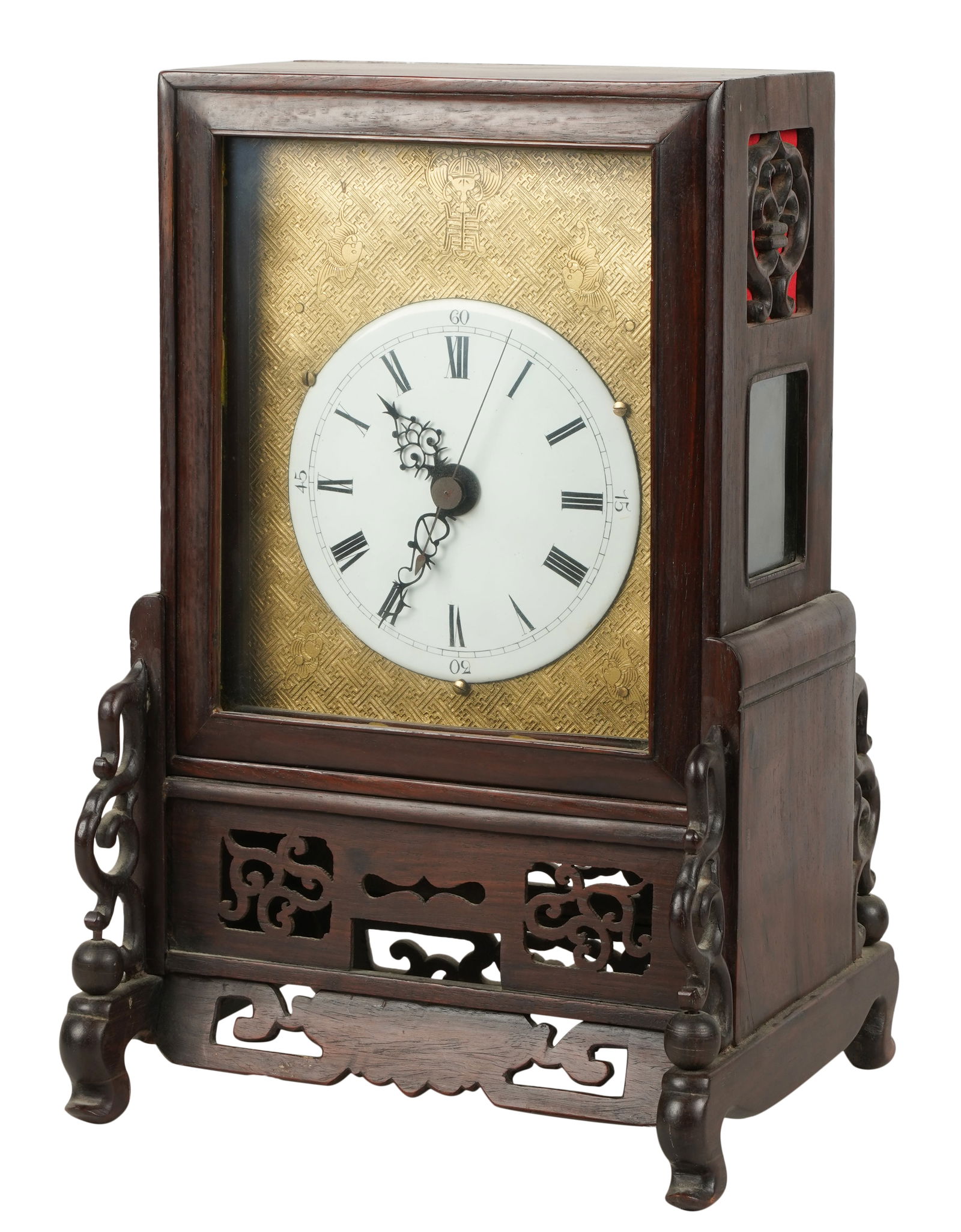 Chinese Carved Wood Mantle Clock (1 of 9)