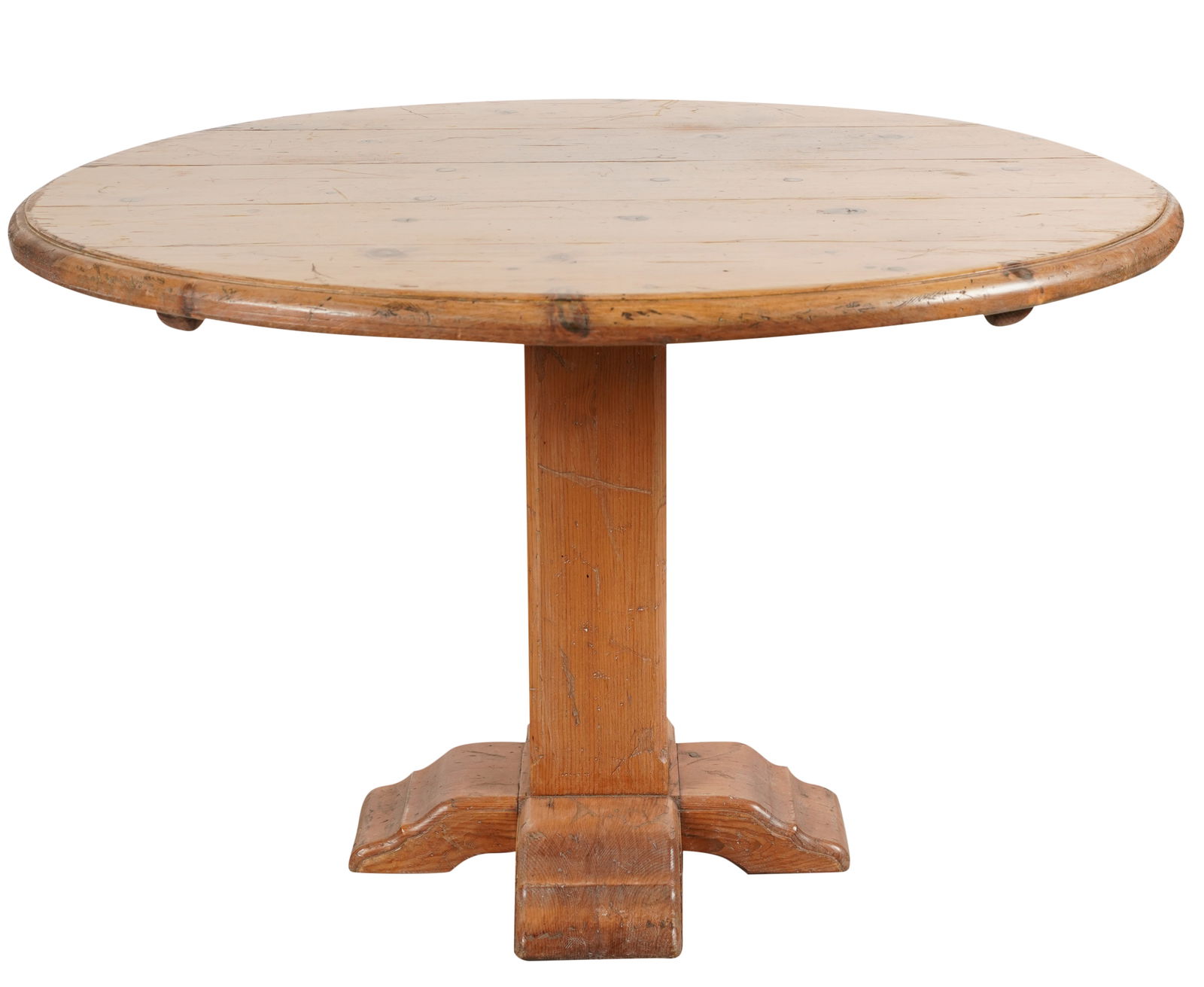 Rustic Pine Round Pedestal Dining Table (1 of 7)
