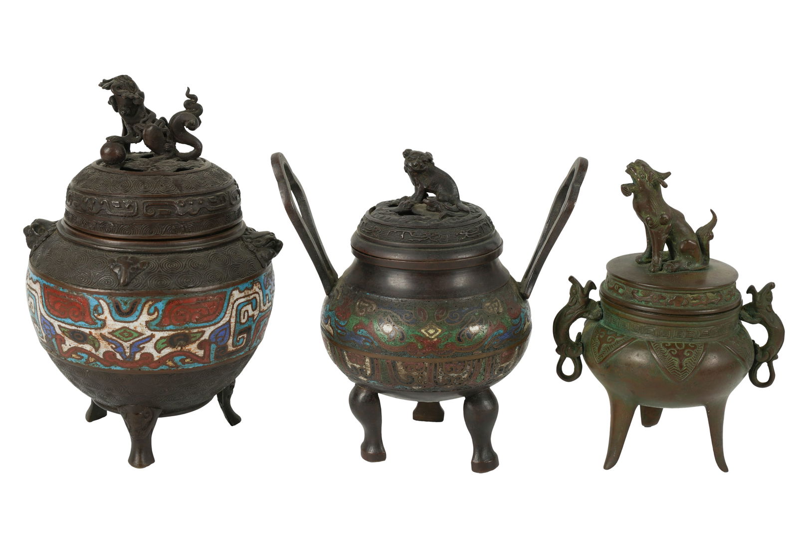 Group of Bronze Foo Lion Covered Censers (1 of 10)