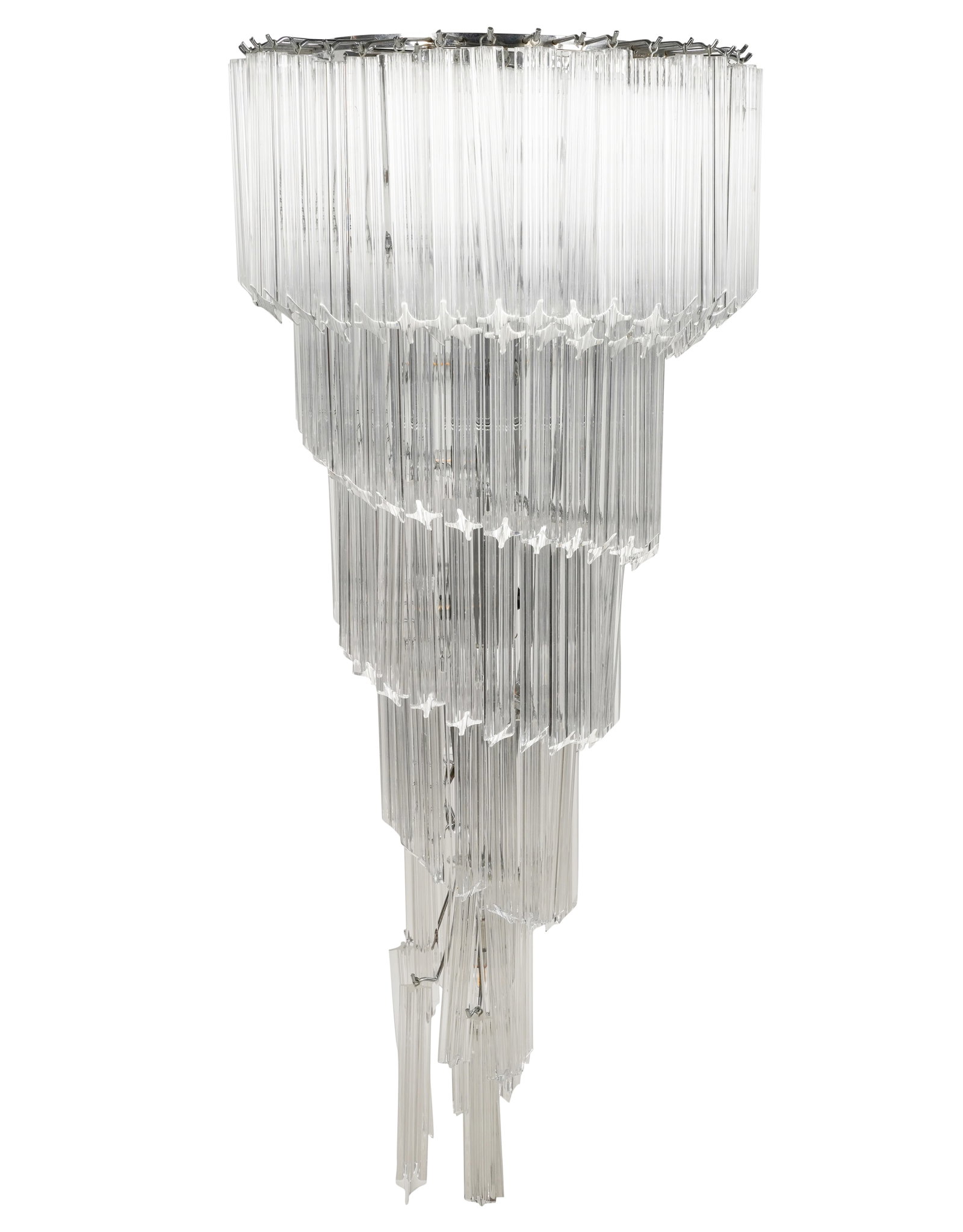 Acrylic and Chromed Metal Chandelier: manufacturer unknown 55 x 24 in. (139.7 x 61 cm.)