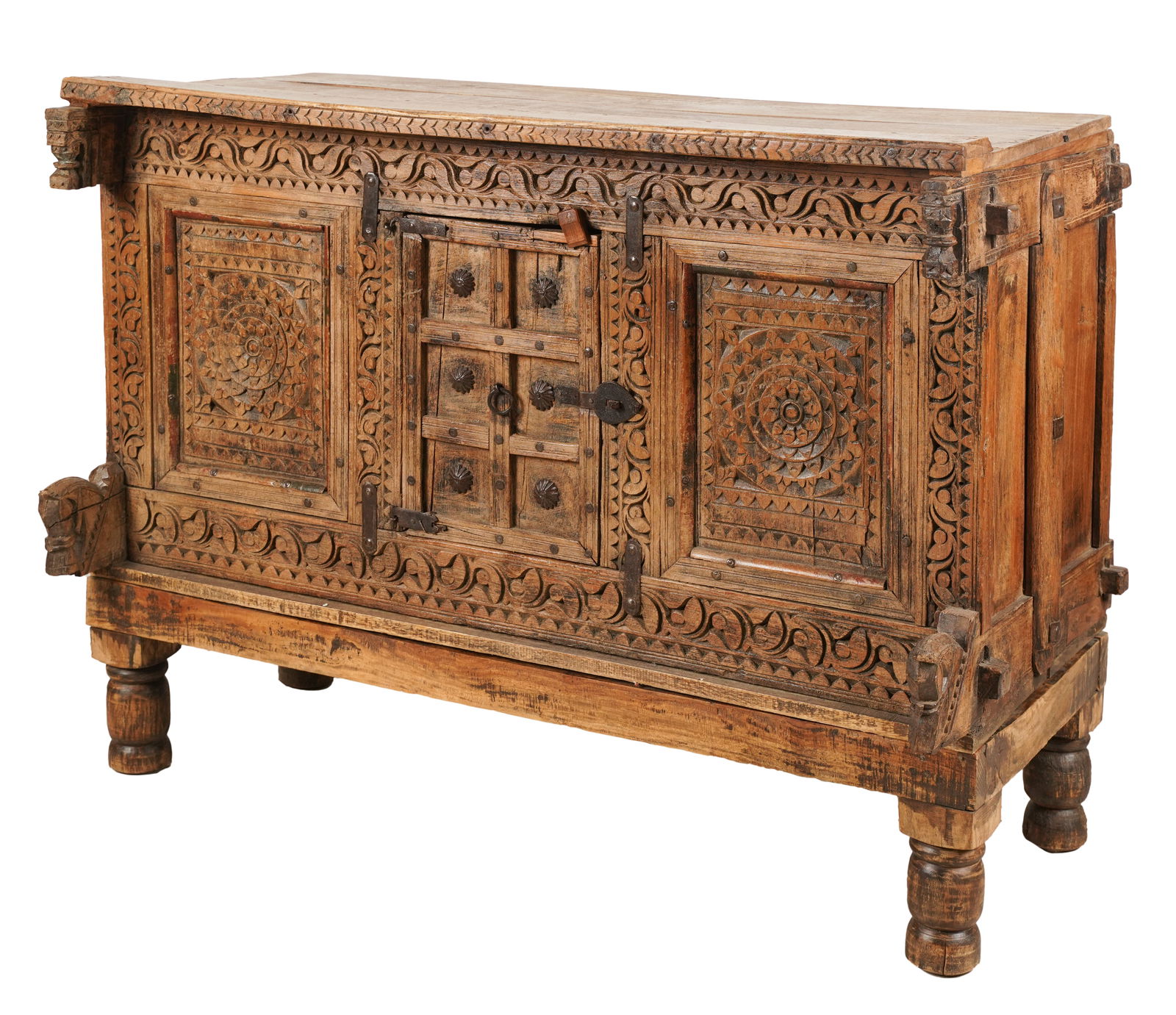 Indian Carved Wood Dowry Chest (1 of 7)