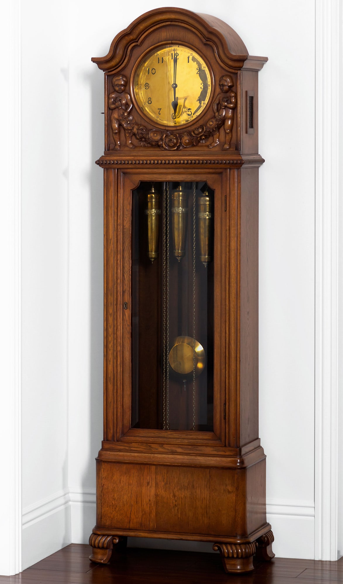 Carved Oak Tall Case Clock (1 of 20)