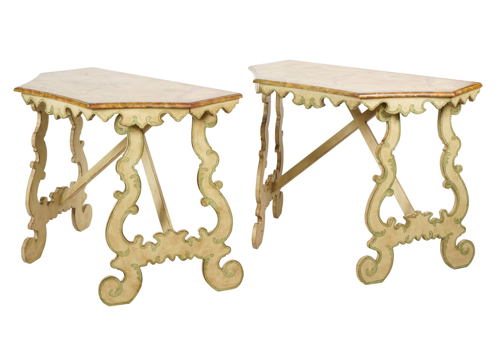 Pair of Italian Baroque-Style Painted Console Tables (1 of 10)