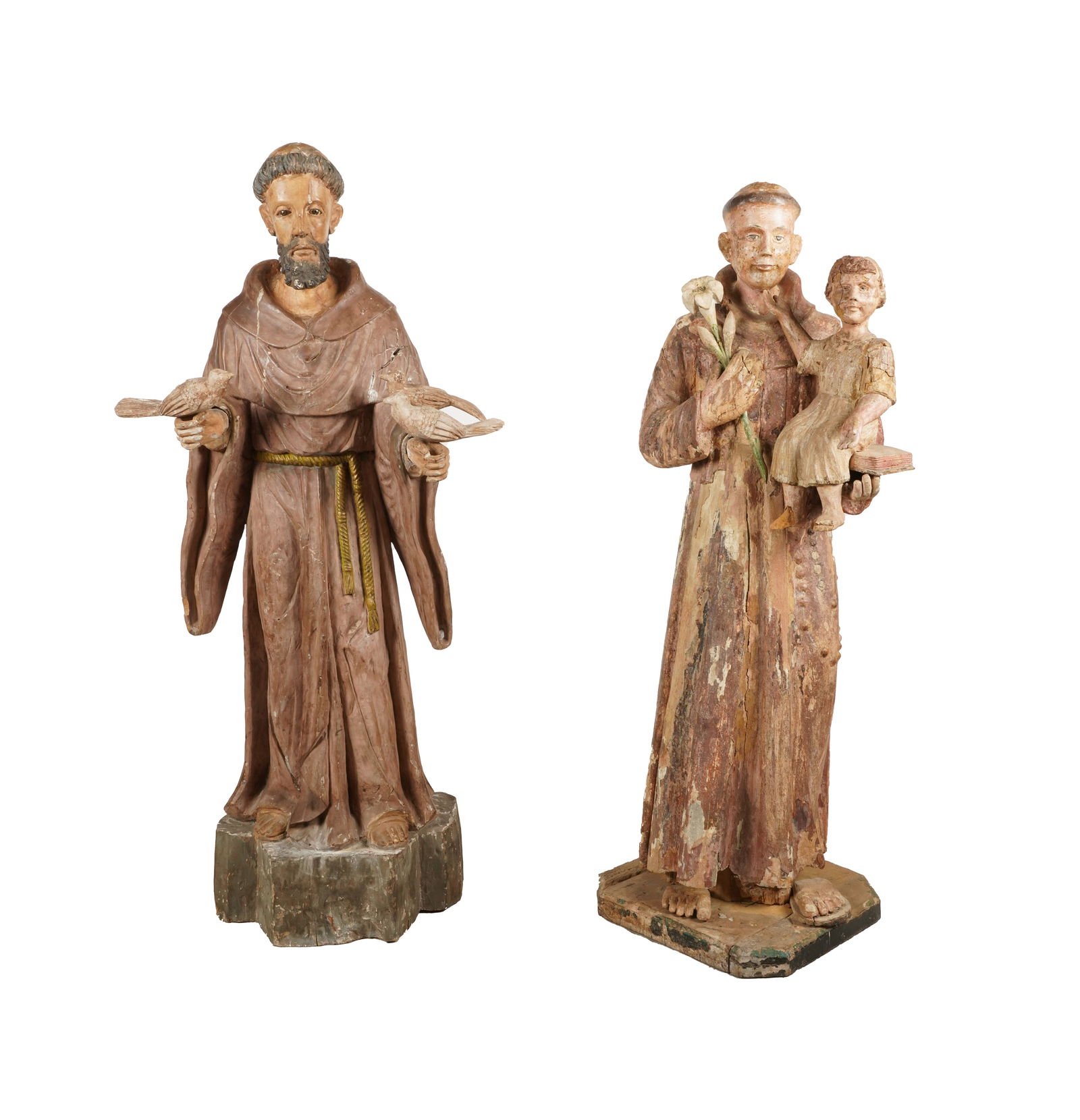 Two Spanish Colonial School Carved Wood Santo Figures (1 of 12)