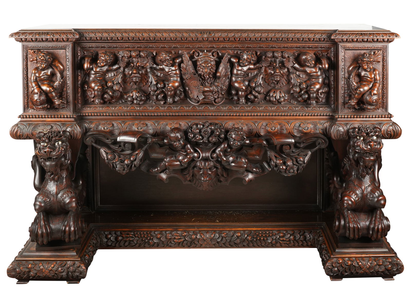 Italian Florentine Baroque Revival-Style Carved Walnut Chest on Stand (1 of 14)