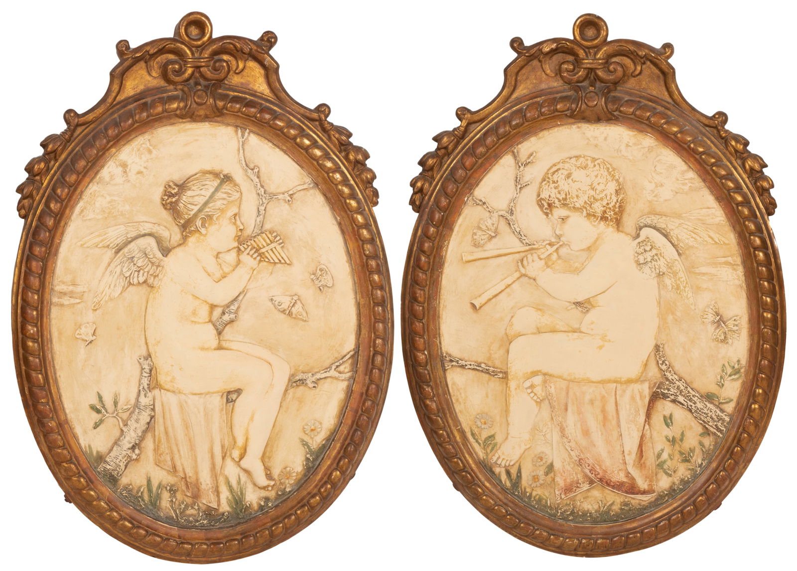 Pair of Italian Neoclassical-Style Painted Terracotta Relief Plaques (1 of 9)