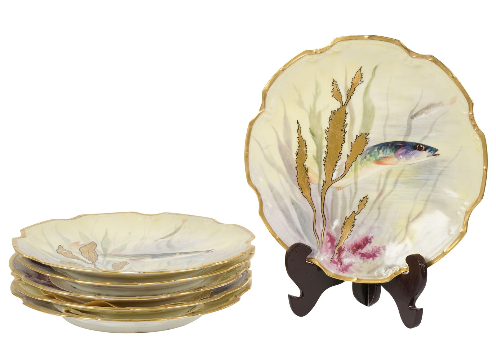 Set of Six Limoges Porcelain Fish Plates (1 of 10)
