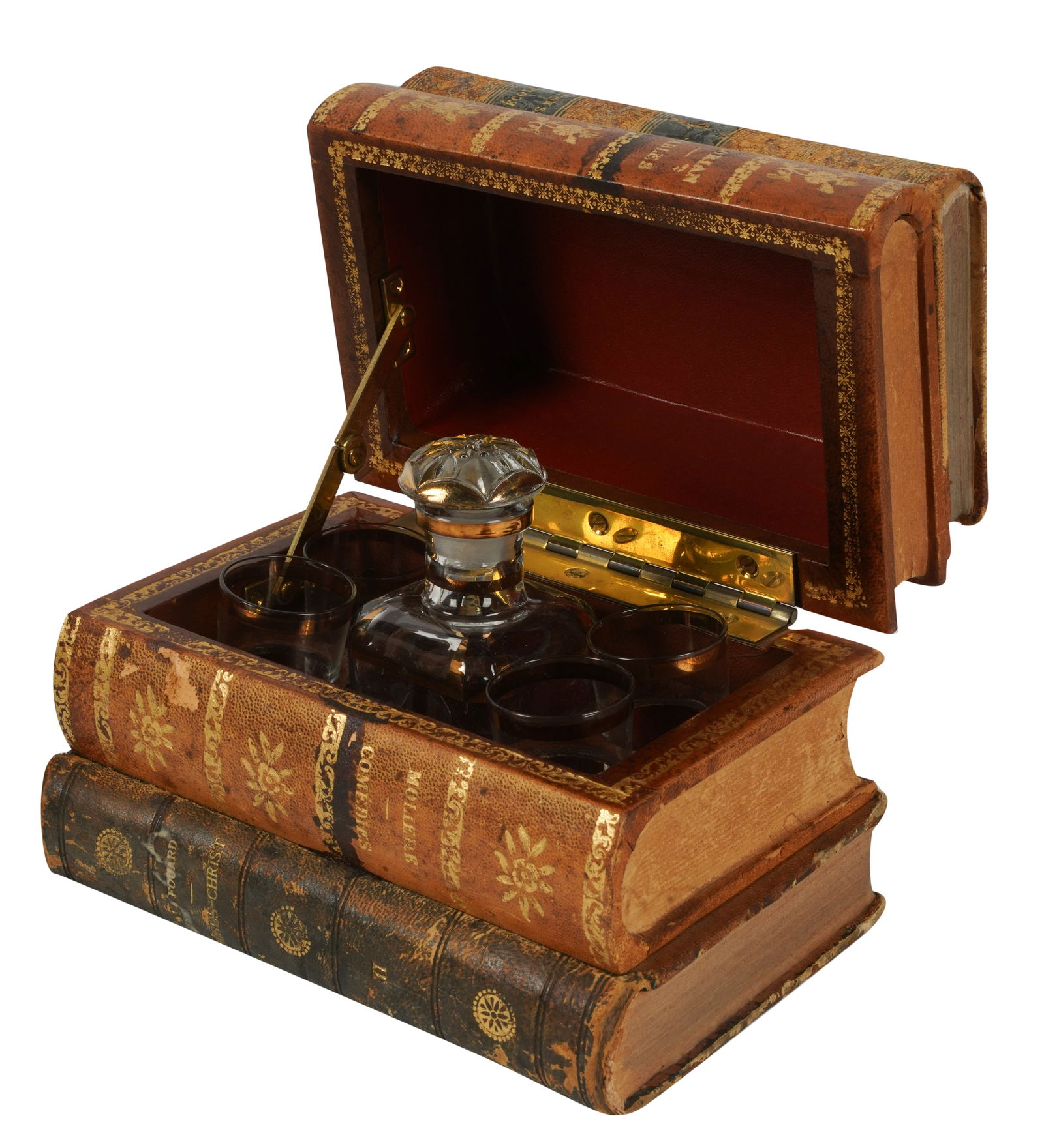 French Leather Faux Book Tantalus (1 of 8)