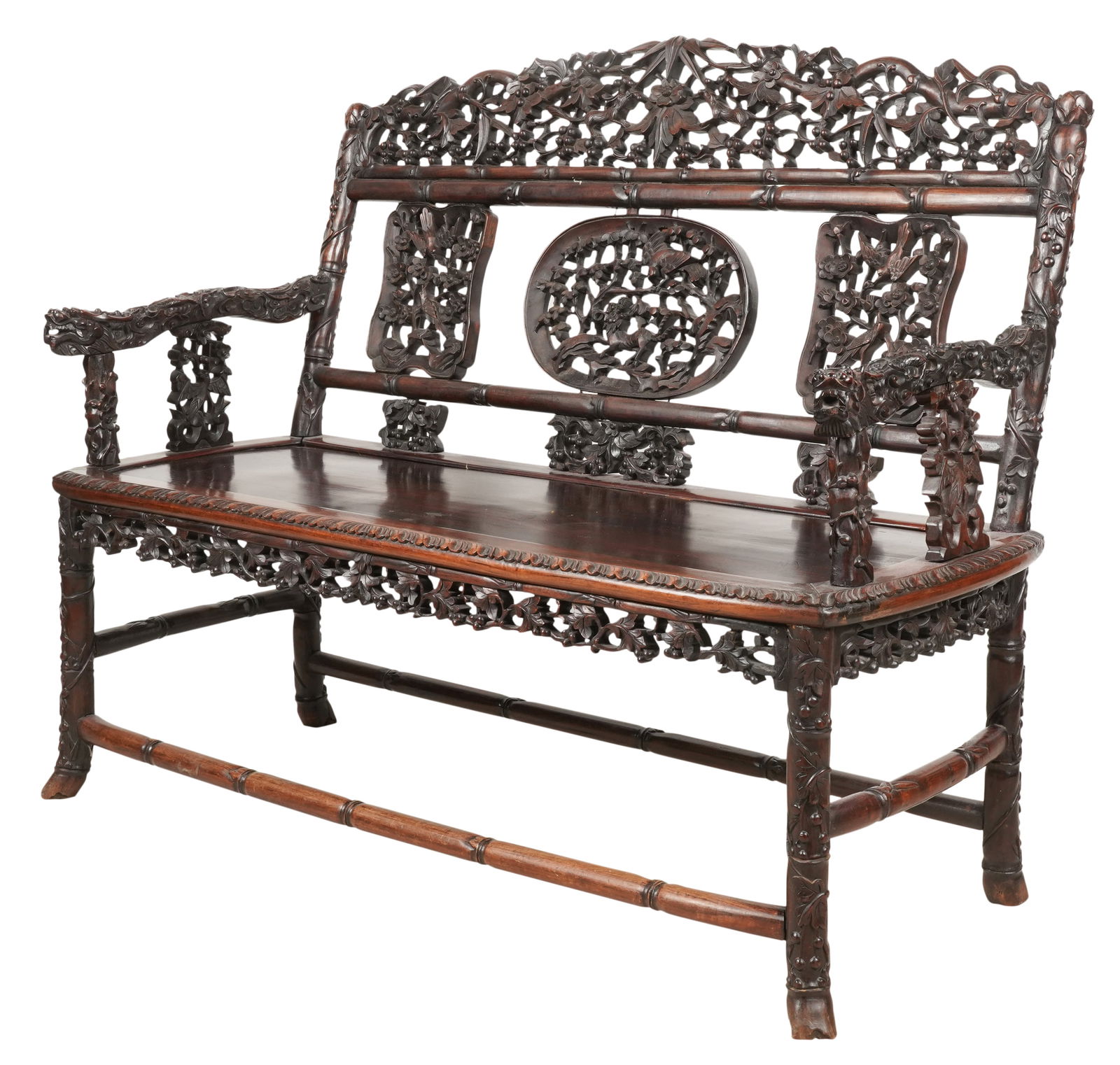 Chinese Carved Hardwood 'Dragon' Bench (1 of 19)