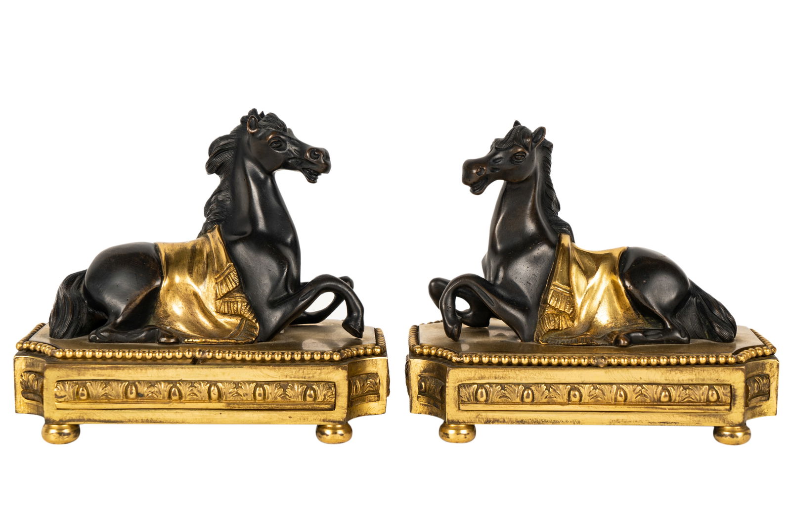 Pair of Continental Gilt and Patinated Bronze Horse Figures (1 of 11)