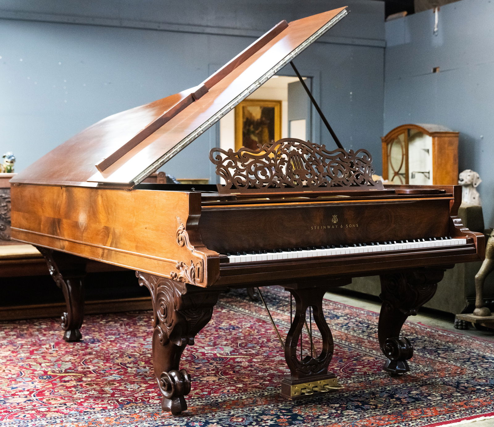 Steinway and Sons: Grand Piano: signed "Steinway and Sons"; no serial number 8'4" Provenance: Property from J. J. Blick's Lukenheimer House, Pasadena, California; The Betty Grable Estate, Los Angeles, California