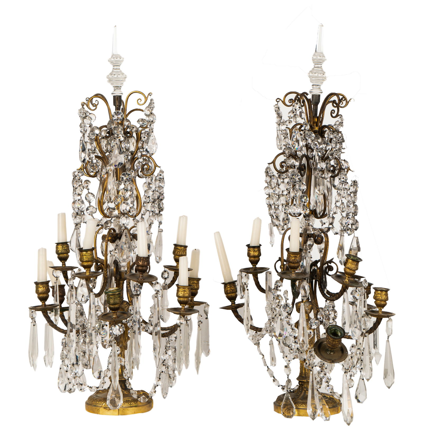 Pair of Gilt Bronze and Crystal FIgural Girandoles (1 of 20)