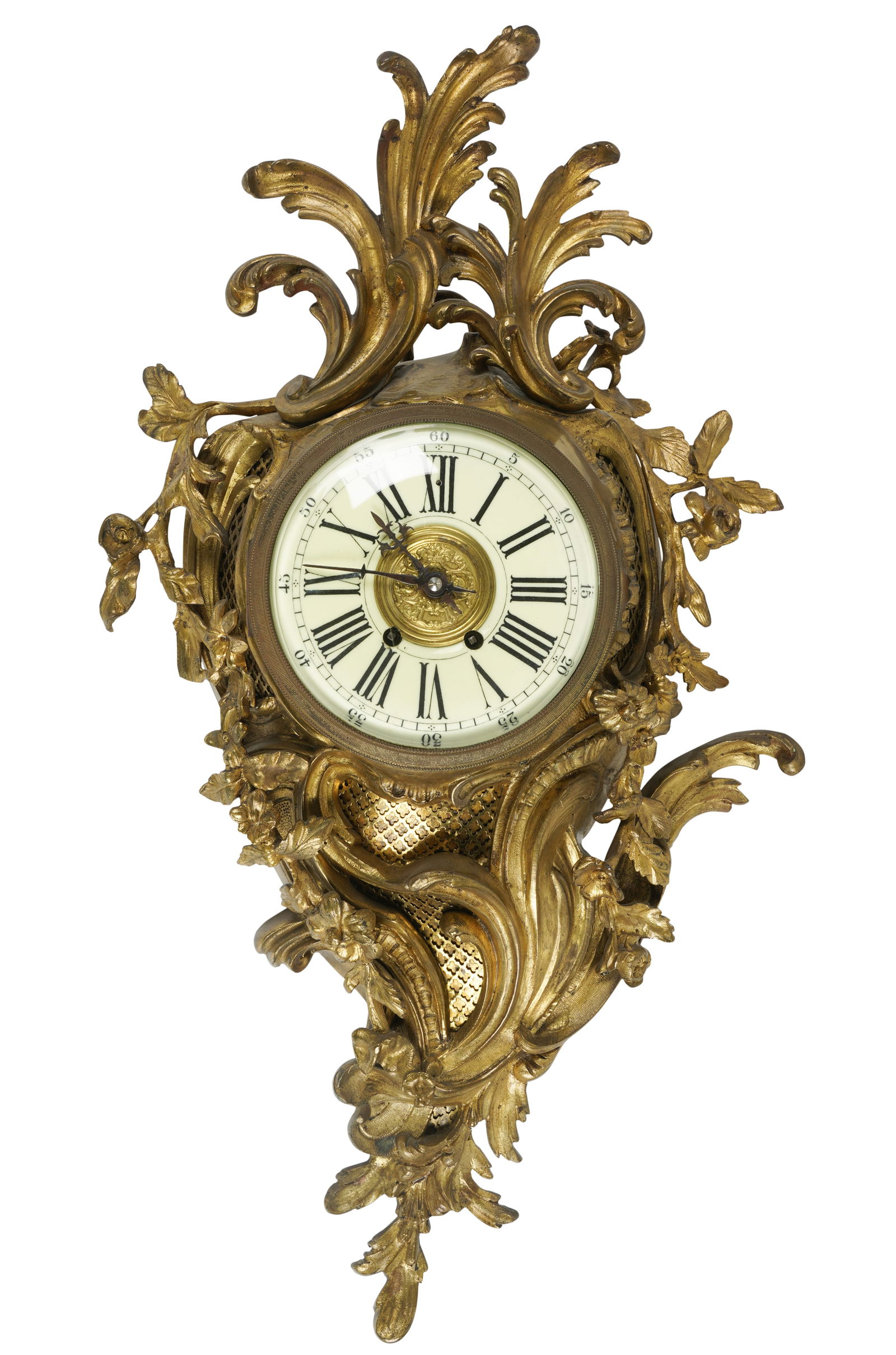 French Rococo-Style Gilt Bronze Cartel Clock (1 of 9)