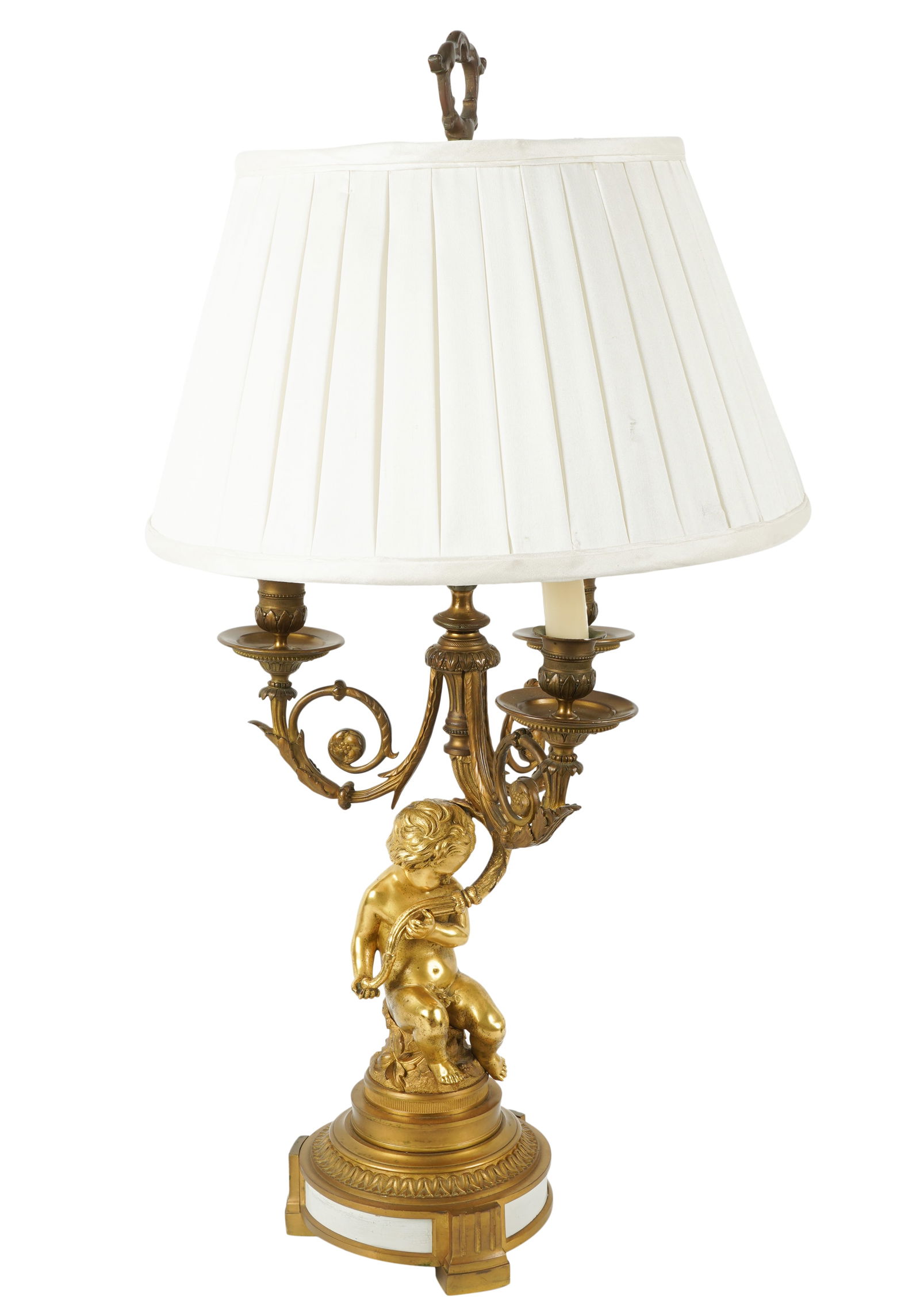 French Gilt Bronze Figural Candelabrum Table Lamp (1 of 7)