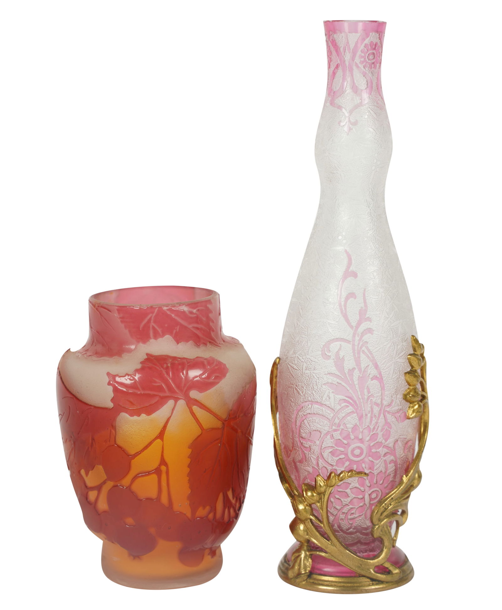 Two French Cameo Glass Cabinet Vases (1 of 7)