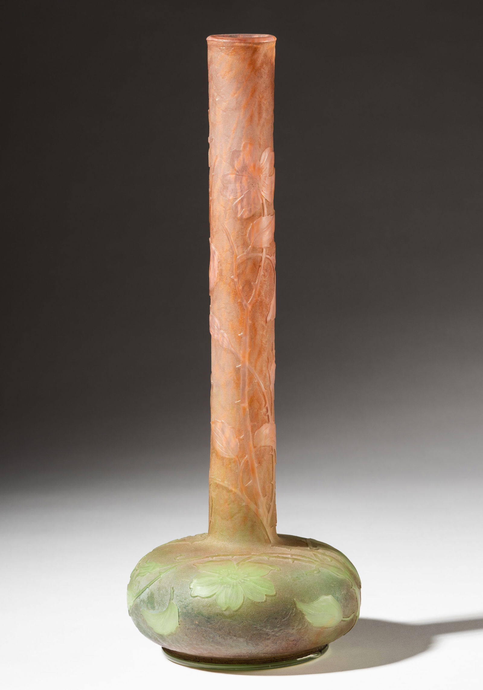 Daum Nancy Cameo Glass Vase: engraved to underside "Daum Nancy" 15 3/4 in. (40 cm.) high