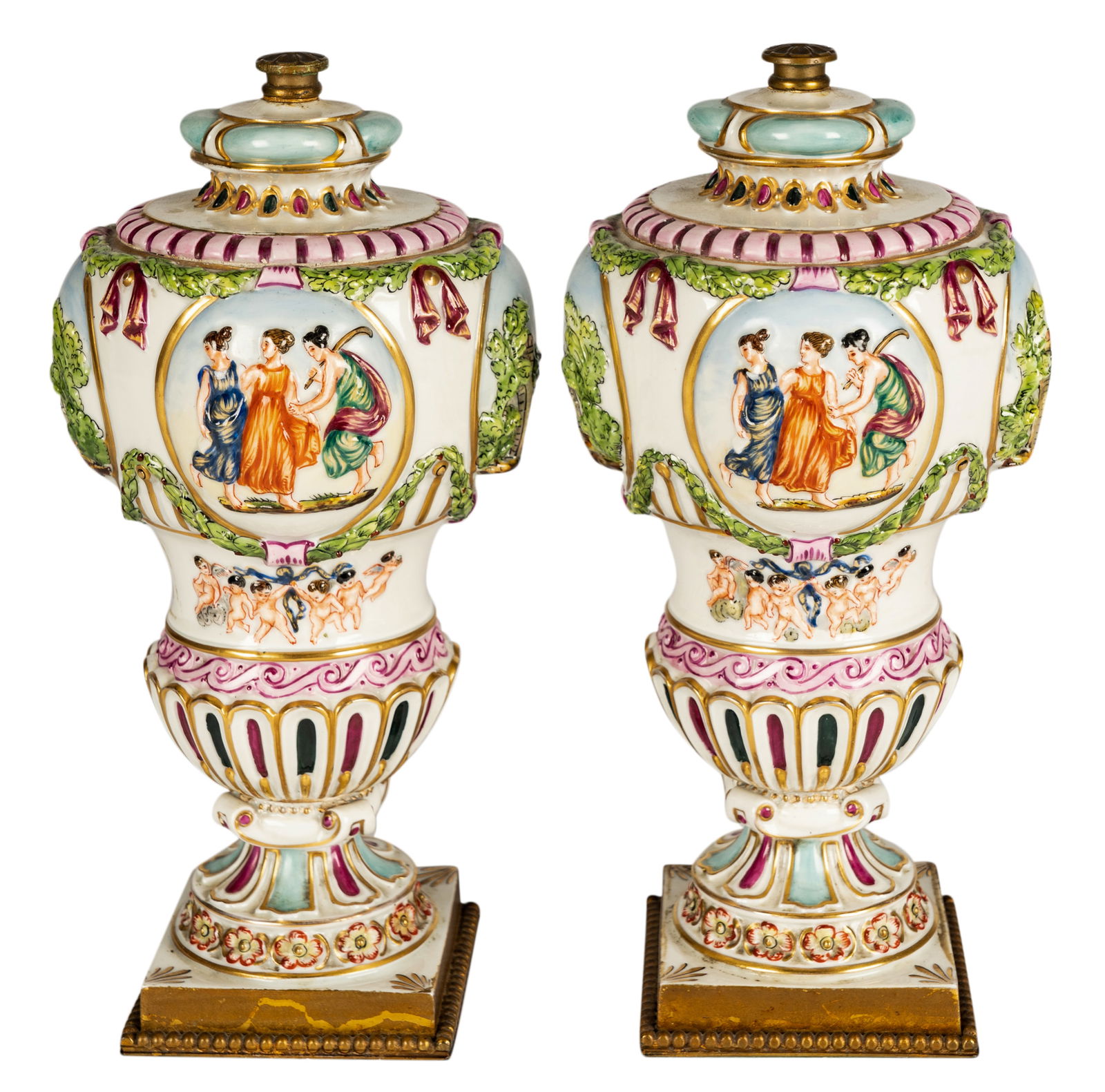 Pair of Capodimonte Porcelain Urns (1 of 9)