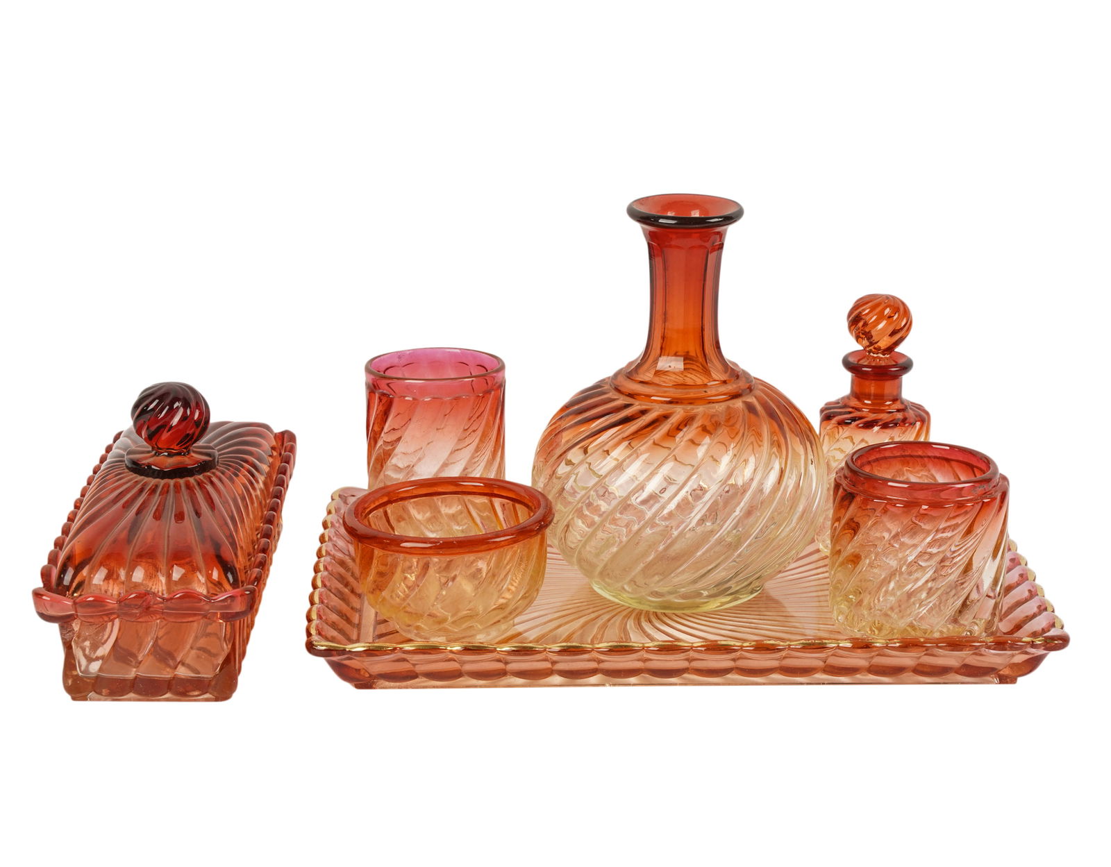 Baccarat Amberina Glass Vanity Set (1 of 10)