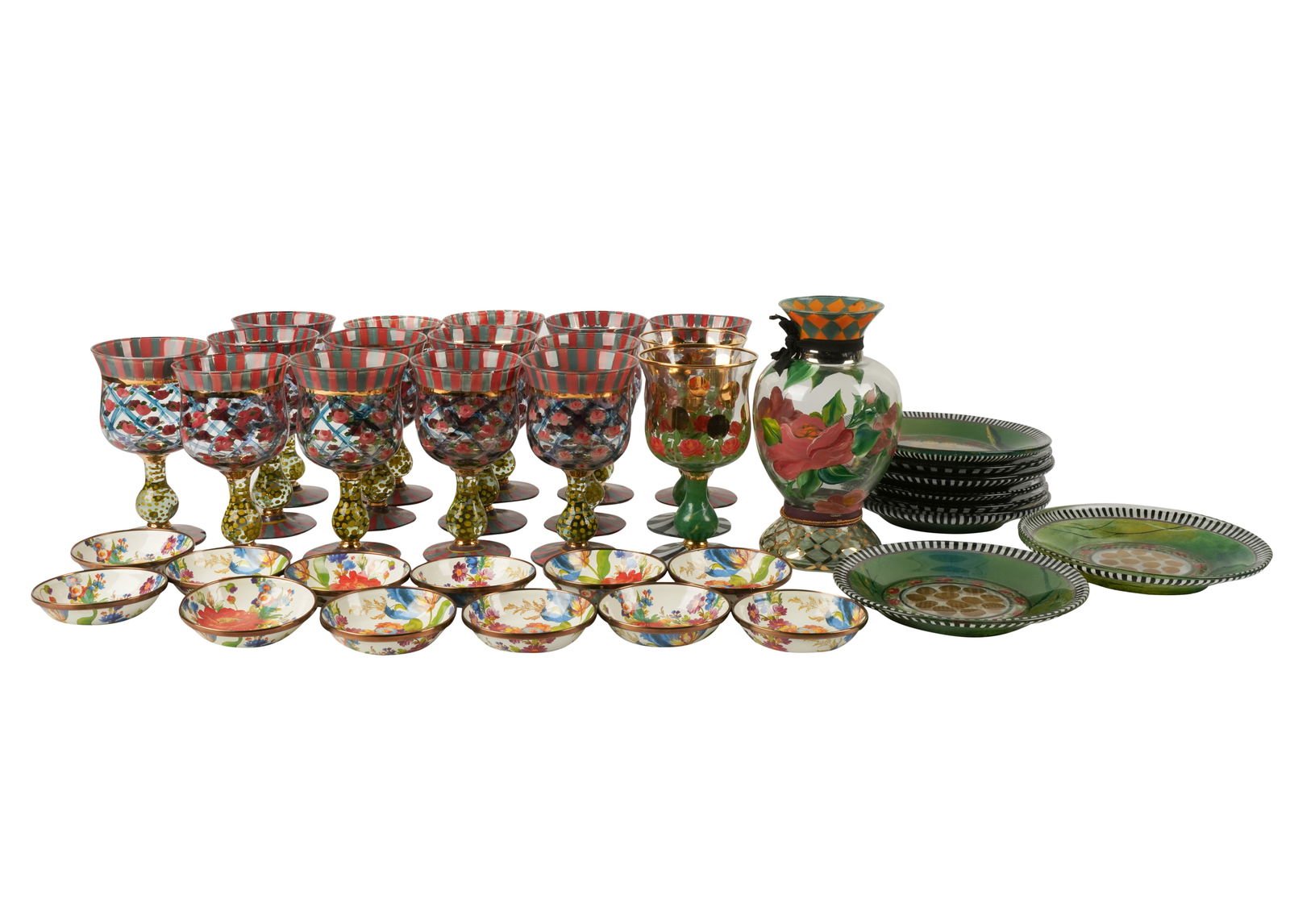 Group of MacKenzie-Childs Painted Glass and Enamel Table Wares (1 of 16)