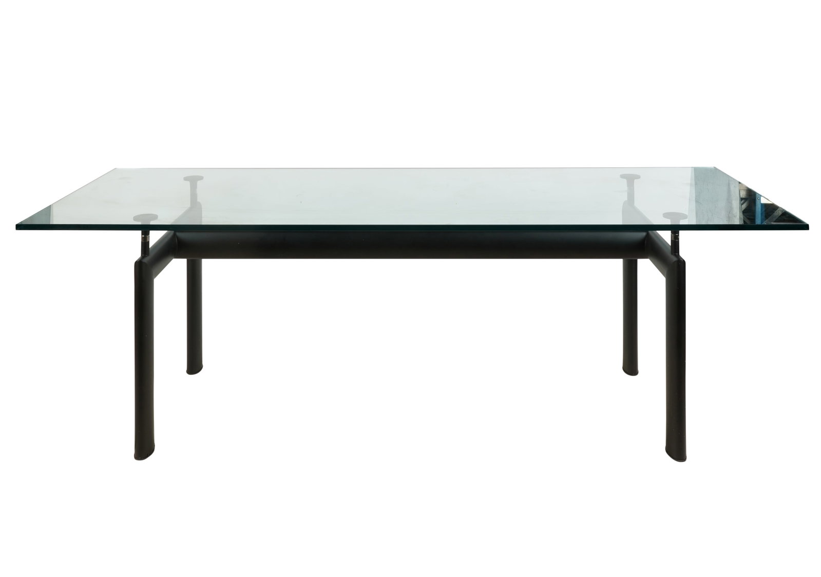 Modernist Metal and Glass Dining Table: manufacturer unknown 28 1/2 x 89 x 33 1/2 in. (72.4 x 226.1 x 85.1 cm.)