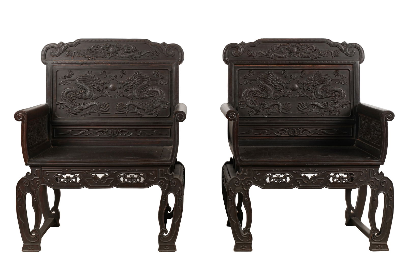 Pair of Chinese Carved Dragon Chairs (1 of 13)
