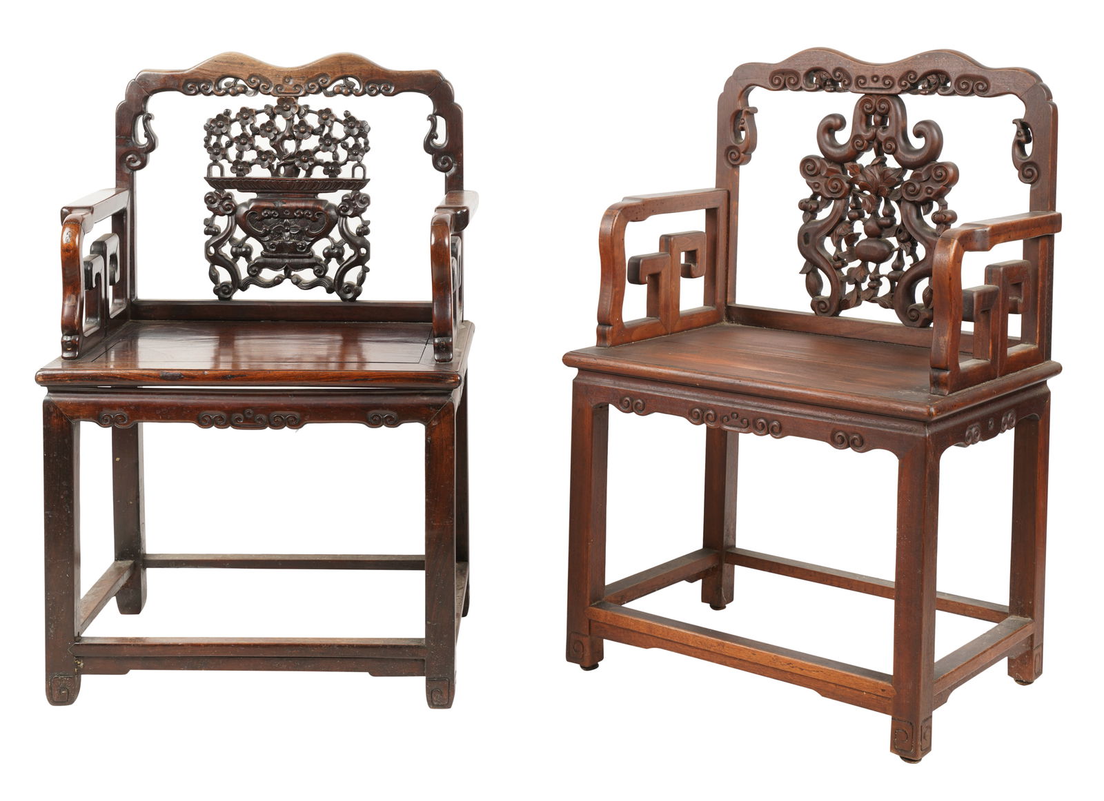 Two Chinese Carved Wood Armchairs (1 of 9)
