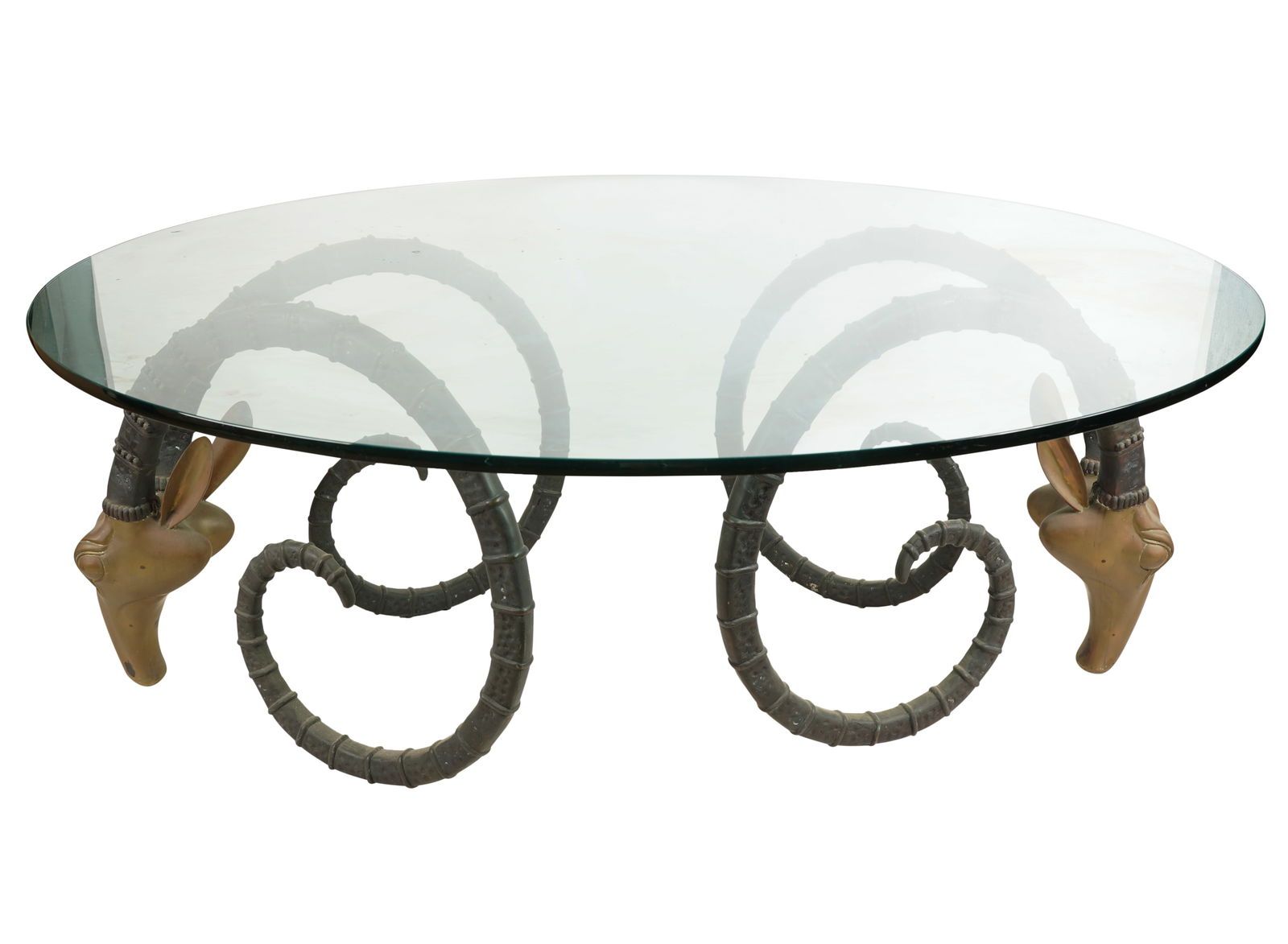 Bronze and Glass Ram's Head Dining Table (1 of 7)