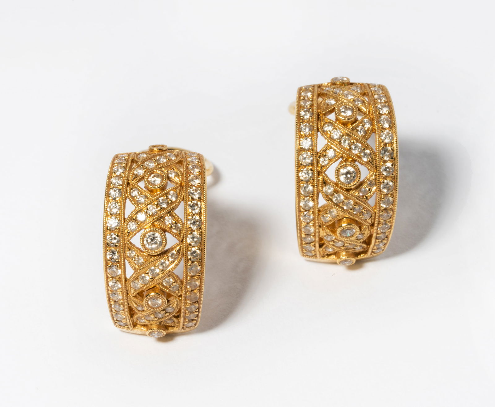 18 Karat Yellow Gold and Diamond ?J? Hoop Earrings (1 of 5)