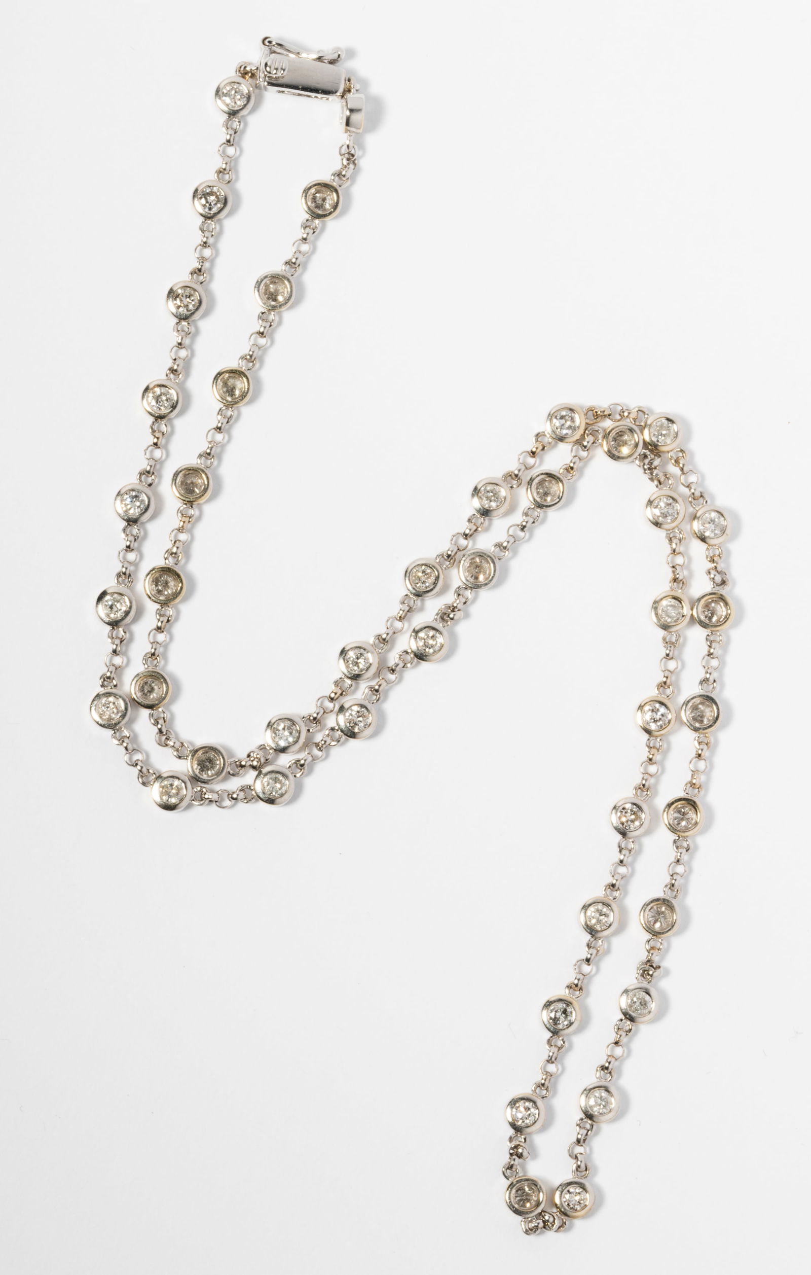 18 Karat White Gold and Diamonds-By-The-Yard Necklace (1 of 5)