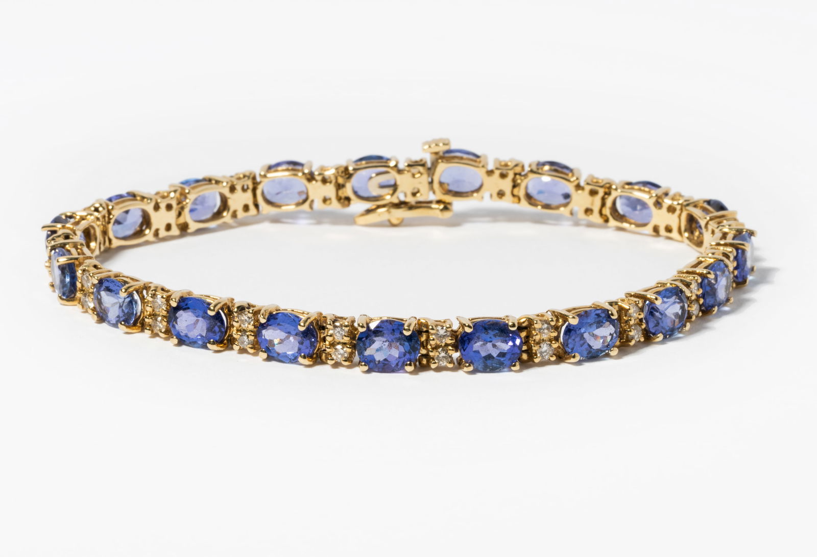 14 Karat Yellow Gold Diamond and Tanzanite Bracelet (1 of 9)