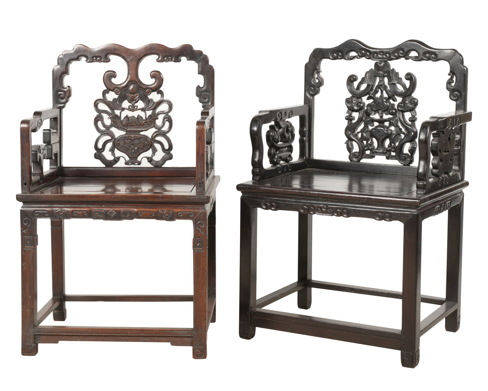 Two Chinese Carved Hardwood Chairs (1 of 16)