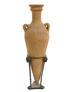 Primitive Pottery Amphora: with a metal stand 16 1/4 x 5 1/4 x 4 7/8 in. (41.3 x 13.3 x 12.4 cm.), Overall: 16 3/4 in. (42.5 cm.) high Provenance: Property from the Estate of Gordon F. Taylor, an employee of the San Francisco O