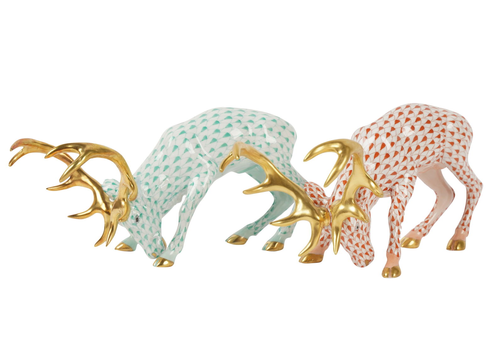 Two Herend Fishnet Porcelain Stag Figures (1 of 6)