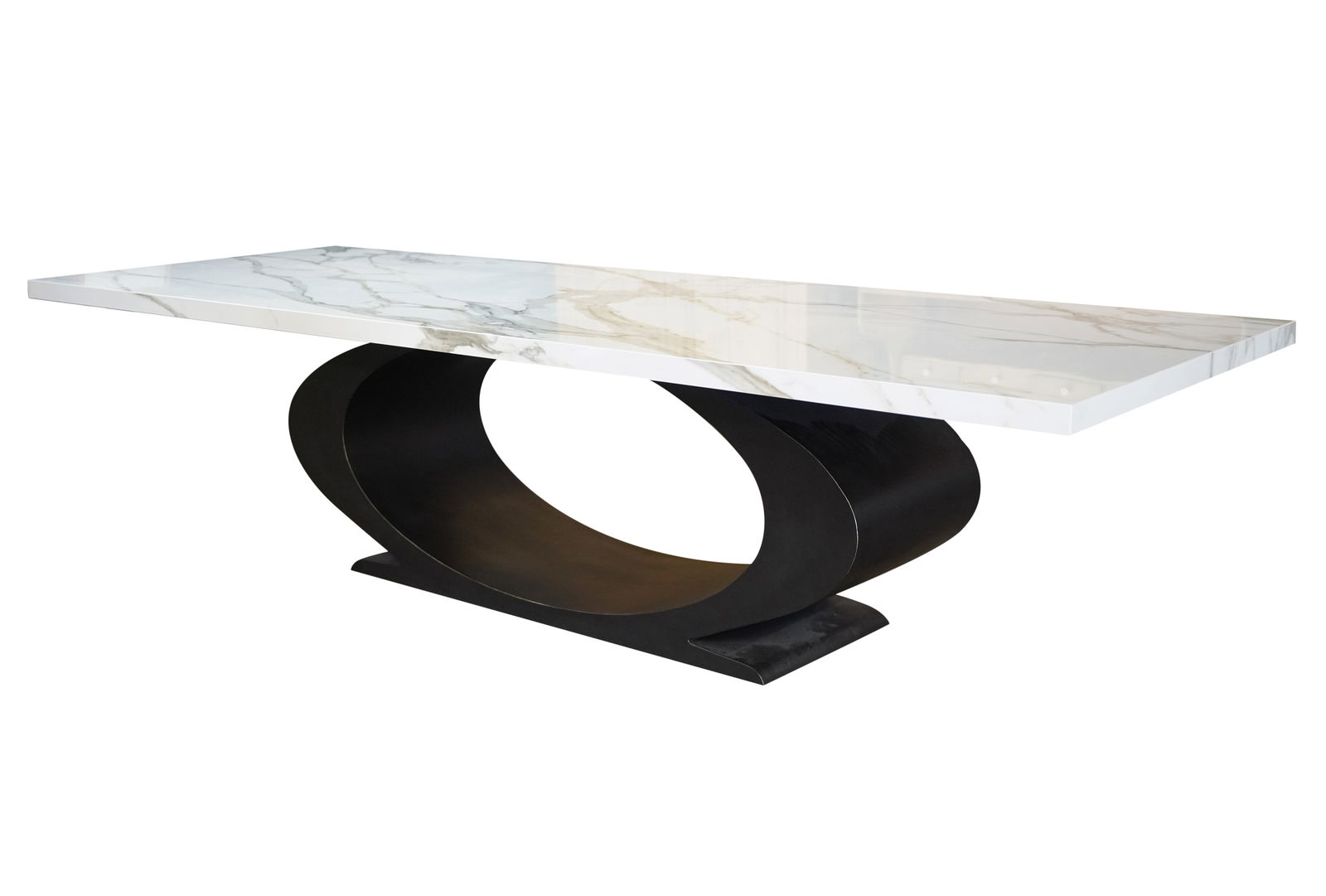 Modernist Faux Marble and Metal Dining Table (1 of 9)