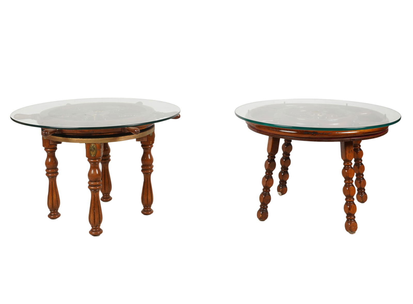 Two Wooden Ship's Wheel Tables (1 of 10)