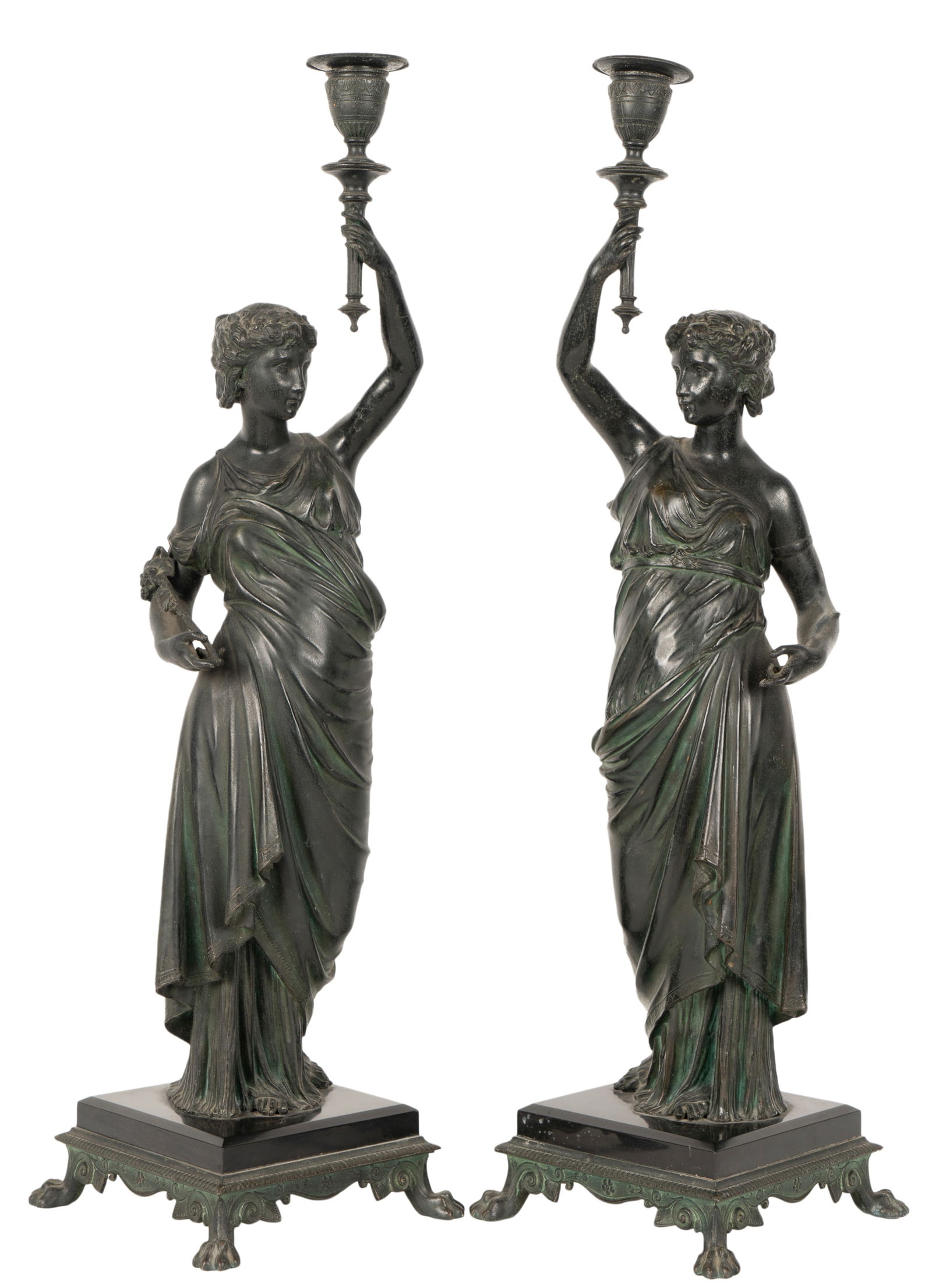 Pair of Patinated Metal Figural Candlesticks (1 of 20)