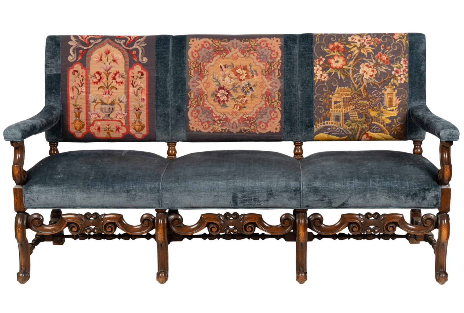 Baroque-Style Carved Walnut Settee (1 of 14)