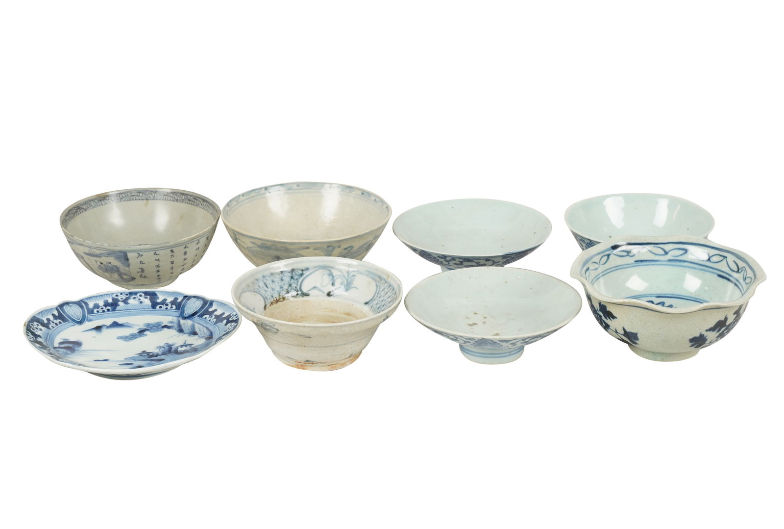 Group of Eight Chinese Blue and White Porcelain Dishes (1 of 8)