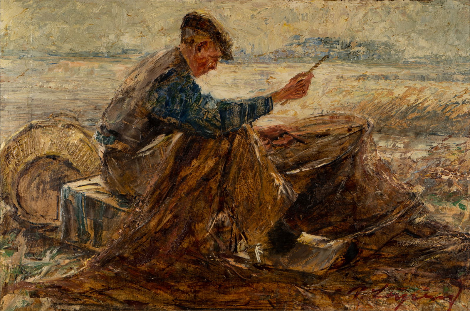 20th Century: Fisherman Mending Nets (1 of 12)