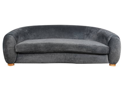 After Jean Royere: Sofa: a custom-made reproduction of Royere's "Ours Polaire"; dark grey fabric, wood; the seat cushion filled with foam33 x 96 x 45 in. (83.8 x 243.8 x 114.3 cm.), Seat height: 20 in. (50.8 cm.)