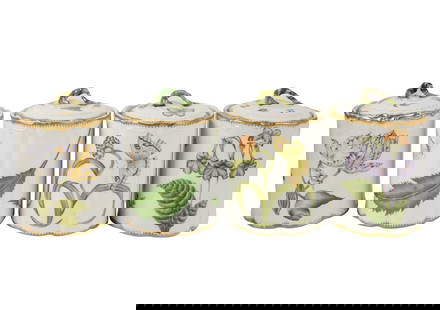 Sert of Four Anna Weatherley Porcelain Biscuit/Cookie Jars: each with printed and painted factory marks and artist-signed 7 x 5 in. (17.8 x 12.7 cm.)
