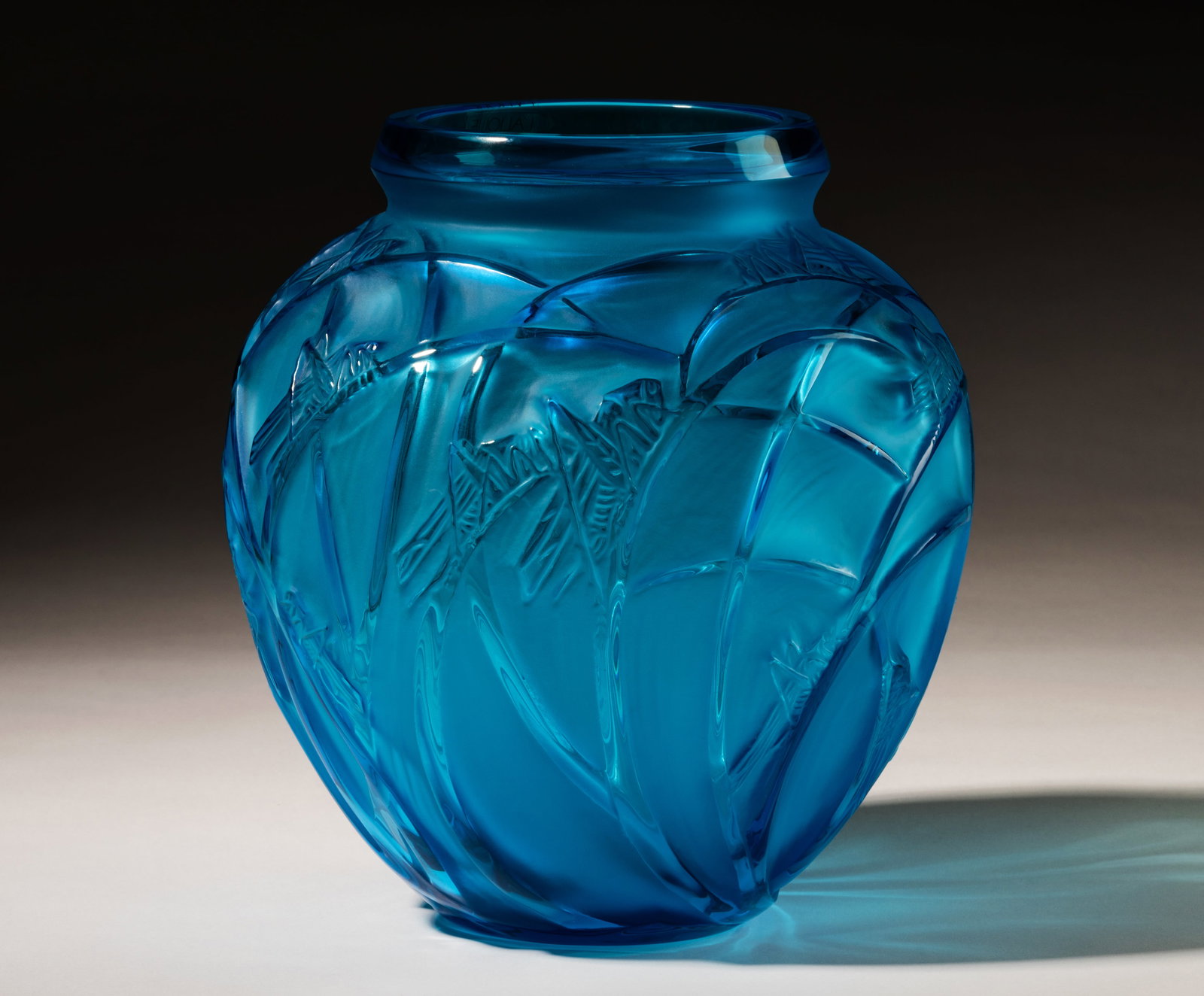 Lalique Sauterelles Blue Glass Vase (1 of 8)